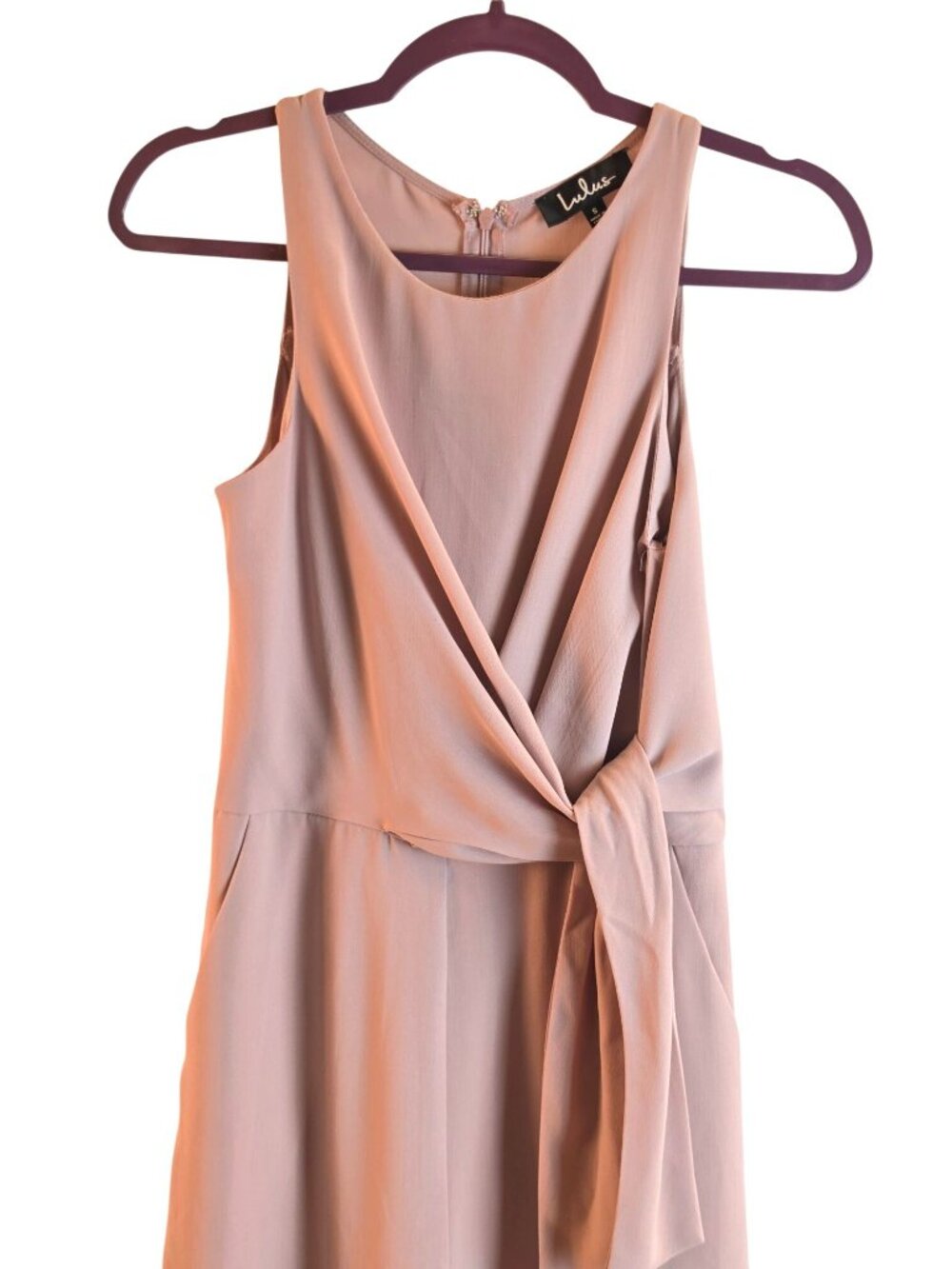 Lulus Mauve Culotte Jumpsuit Women Size S Sleeveless Wide Leg Tie Waist Midi - Picture 8 of 8